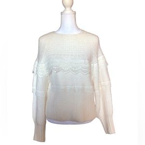 EXPRESS TIERED CROCHET LACE COZY SOFT SWEATER